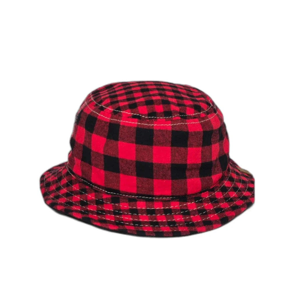 True Religion Buffalo Plaid Reversible Bucket Hat | Unisex OSFM | Red Black